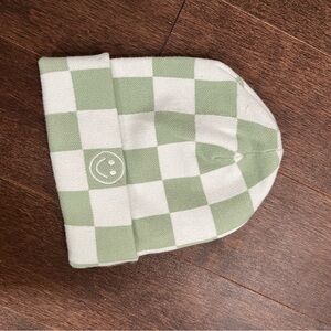 T.J.Maxx Checkered Beanie - Green and White